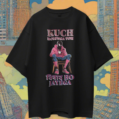Spidey Silence Oversized Tee – Kuch Bolunga Toh Vivad Ho Jayega
